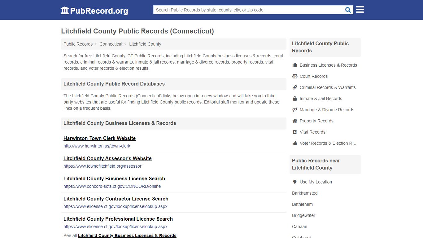 Litchfield County Public Records (Connecticut) - PubRecord.org